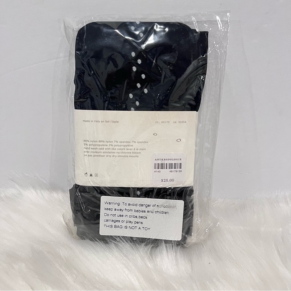 Anthropologie Women’s Tintoretta Black White Polka-dots Tights Size M/L - Picture 5 of 7
